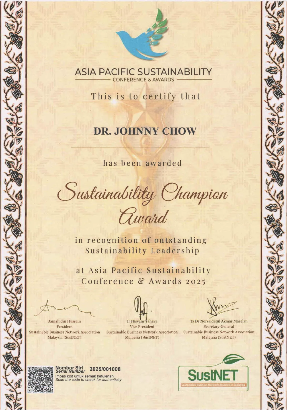 Asia Pacific CEO Sustainability Champion Award