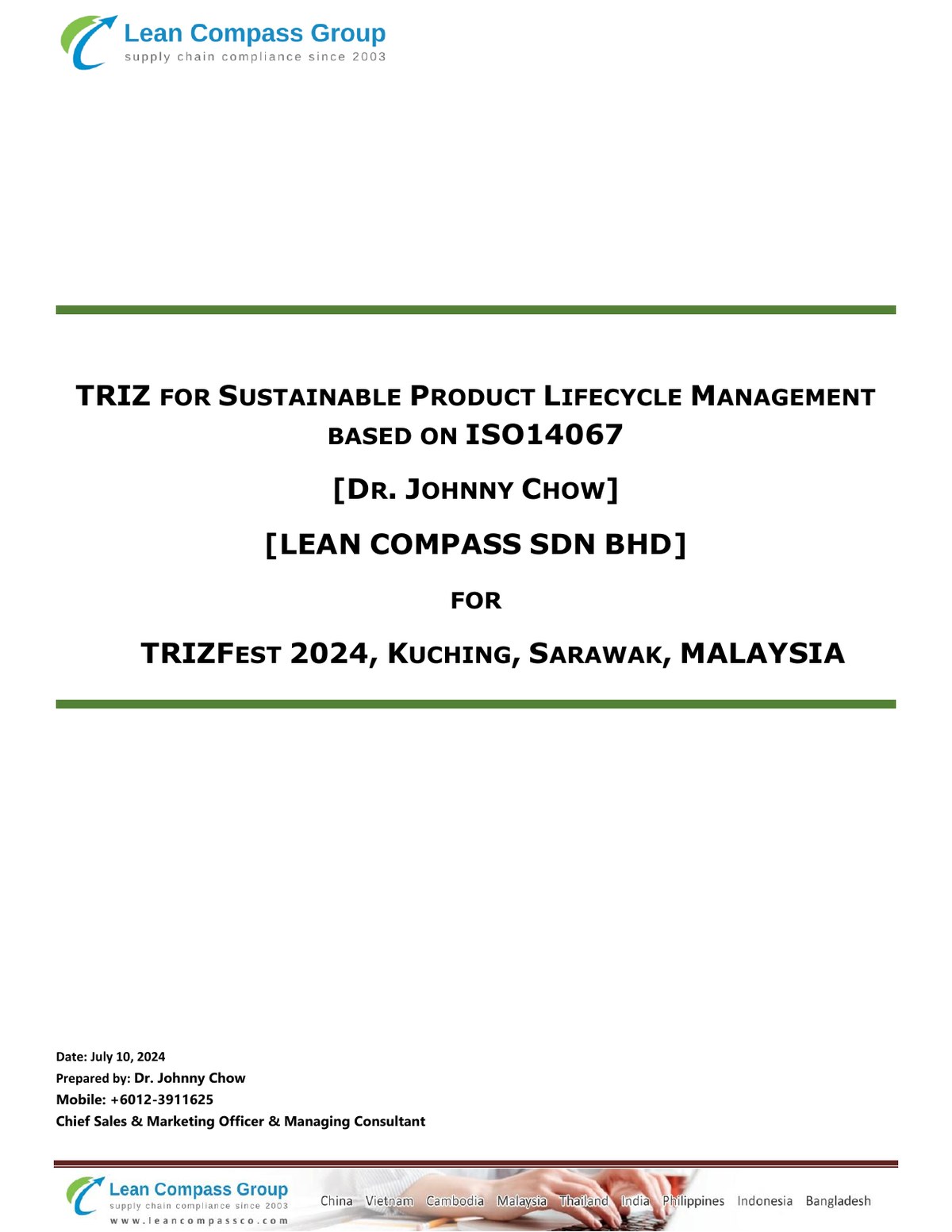 TRIZ for Sustainable Product Lifecycle Management based on ISO 14067 — paper